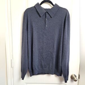 NORDSTROM Extra Fine Wool Long Sleeve Polo